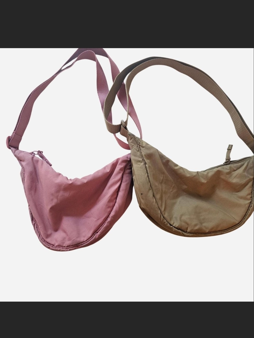 Uniqlo Pink and Brown Crescent Crossbody Bags